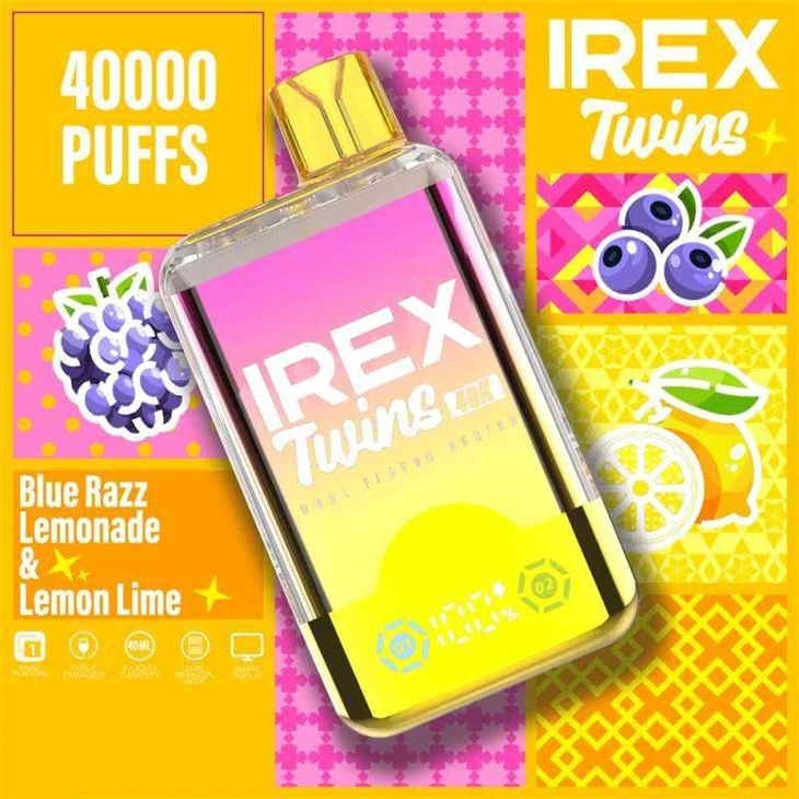 Blue Razz Lemonade&Lemon Lime_IREX TWINS 40K Puffs Blue Razz Lemonade&Lemon Lime_IREX TWINS 40K Puffs