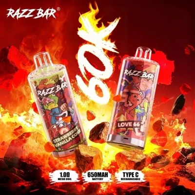 „Razz Bar 60000“ vienkartinė e-cigaretė|60 000 įkvėpimų – geriausias pasirink...