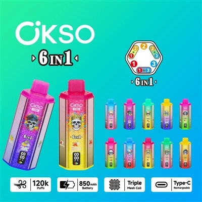 OKSO 120000 6in1: išsami aukščiausios klasės-šešių-vienoje vienkartinių e-cig...