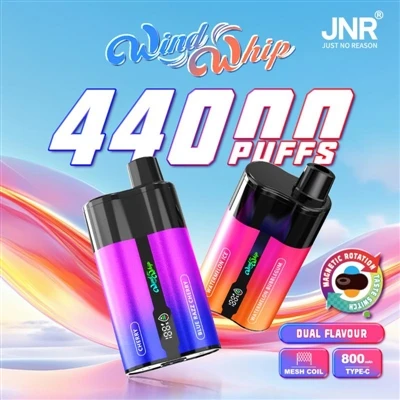 JNR WindWhip 44000: Išsami didelės talpos-dviejų{2}skonių{2}}vienkartinių ele...