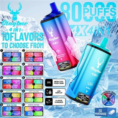 Stag Bar 4 in1 80000 Puffs: naujos eros pasirinkimas didelio-vienkartinėms E-...
