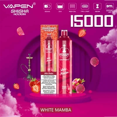VAPEN SHISHA HOOKAH 15000: didelės-talpos E-cigaretė, kuri įdeda kaljaną į ki...