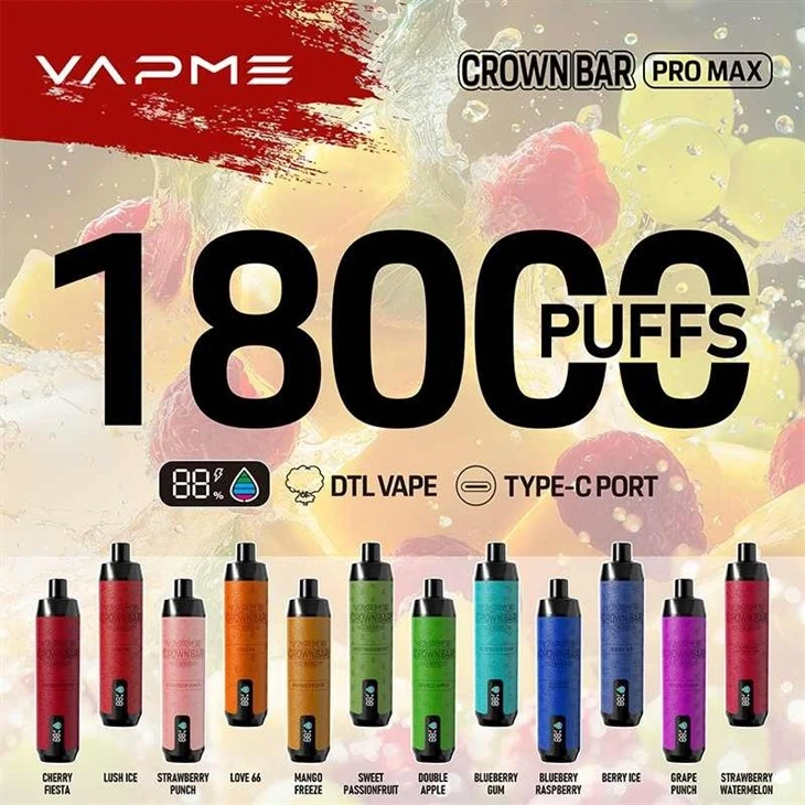 VAPME CROWN BAR 18000 puffs taste VAPME CROWN BAR 18000 puffs taste